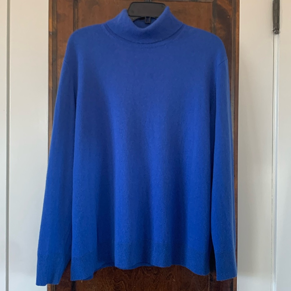 Lafayette 148 100% Cashmere Turtleneck Sweater 2X Blue Excellent